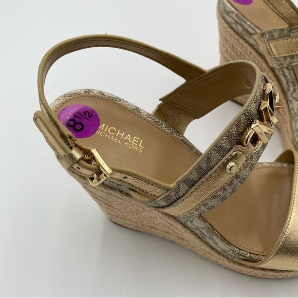 Michael Kors Strappy Leather Espardrille Wedges Summer Sandals Size 8.5 (NWOT) - Picture 3 of 8